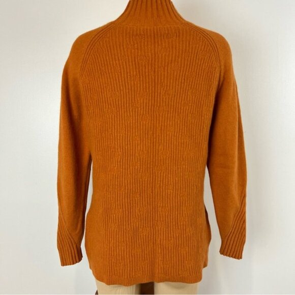 Mock High Neck Rust Orange Knit Long Sleep Pullover Fall Cozy Sweater Size Small - Picture 8 of 12
